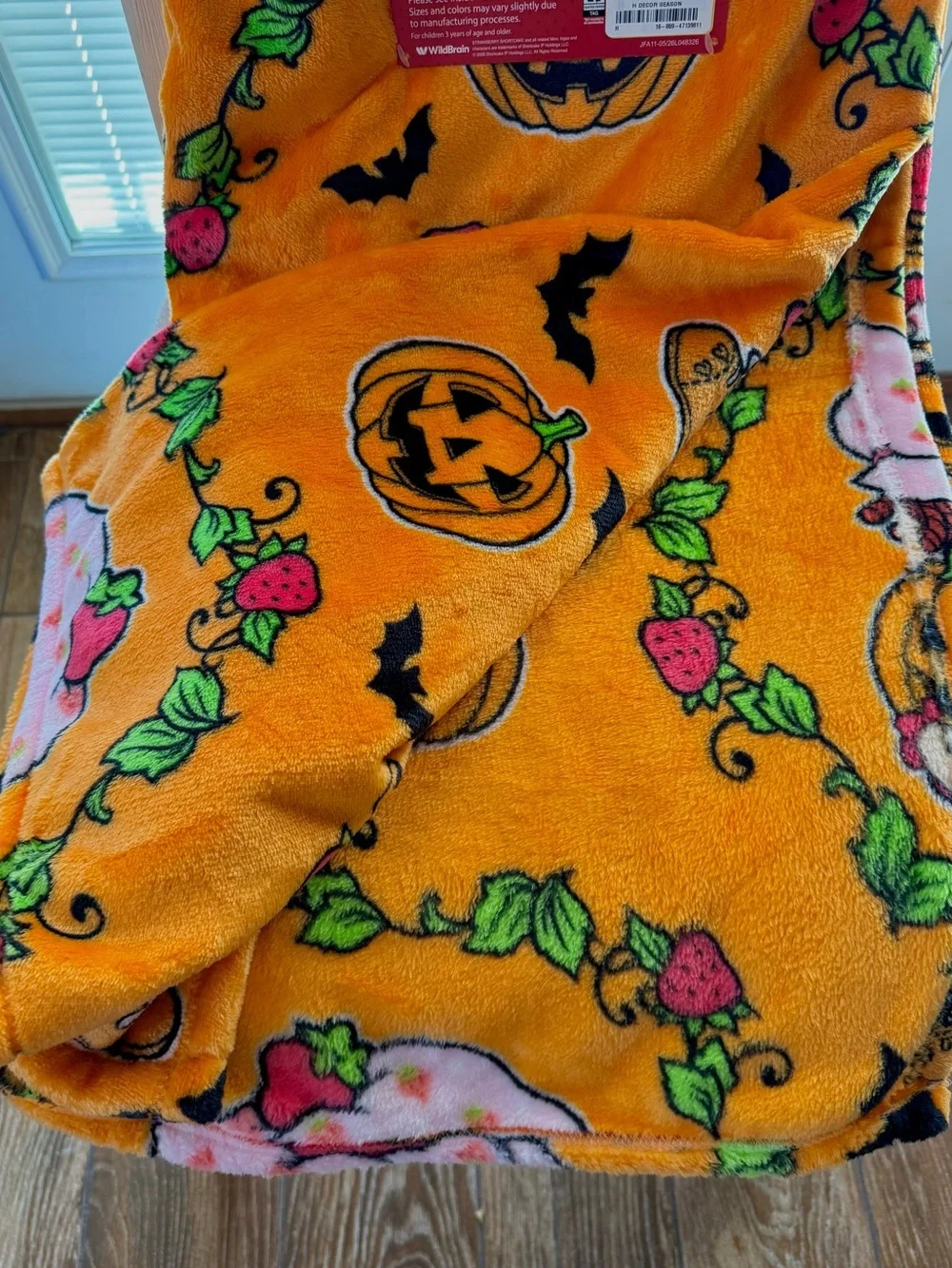 Strawberry Shortcake Halloween Orange Jack O’ Lantern Blanket 50” x 70” NWT